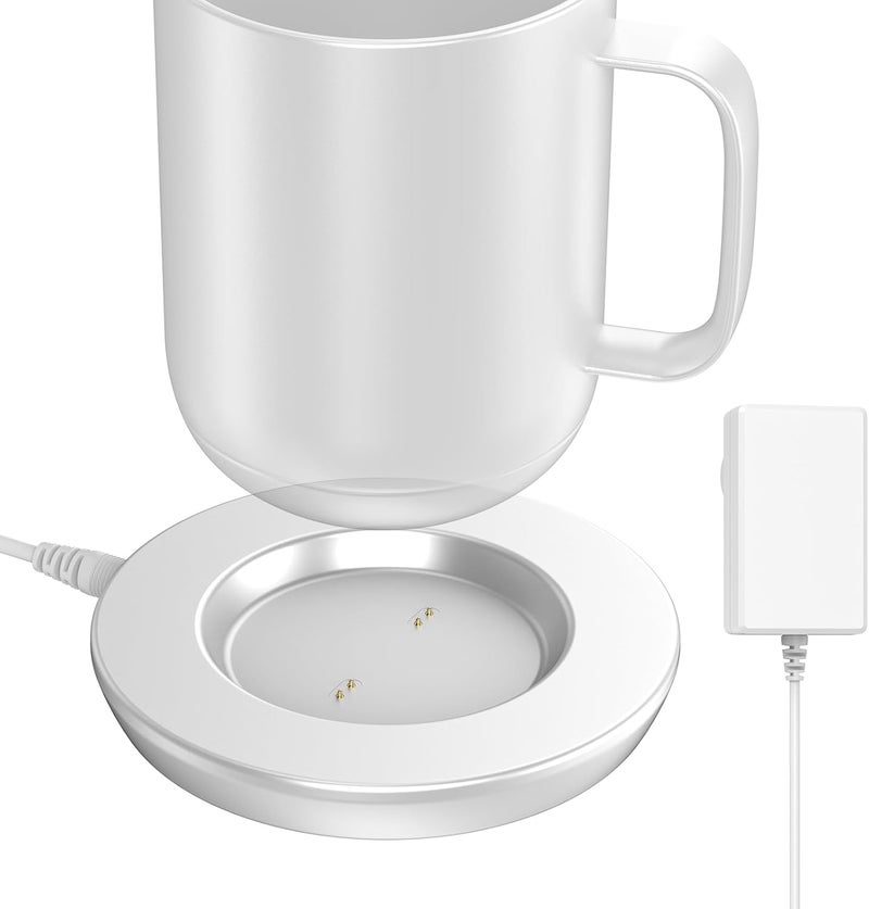 underhub Charging Coaster 2 Compatible with Embo Temperature Control Smart Mug 2 and 1 - Mug Power Cord - Charger Dock Base for Wireless Warmer Cup Accessories (Silver White) - Image 1